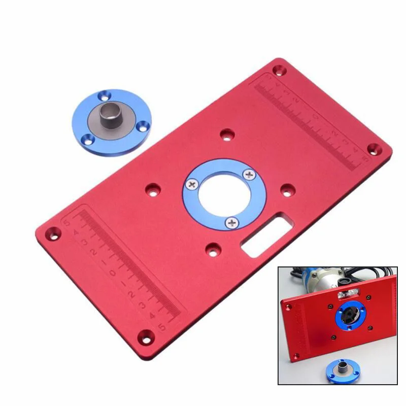 

Aluminum Router Table Insert Plate with 2Pcs Insert Ring for Woodworking Bench Tools Accurately Drill Mount Wood Router Table
