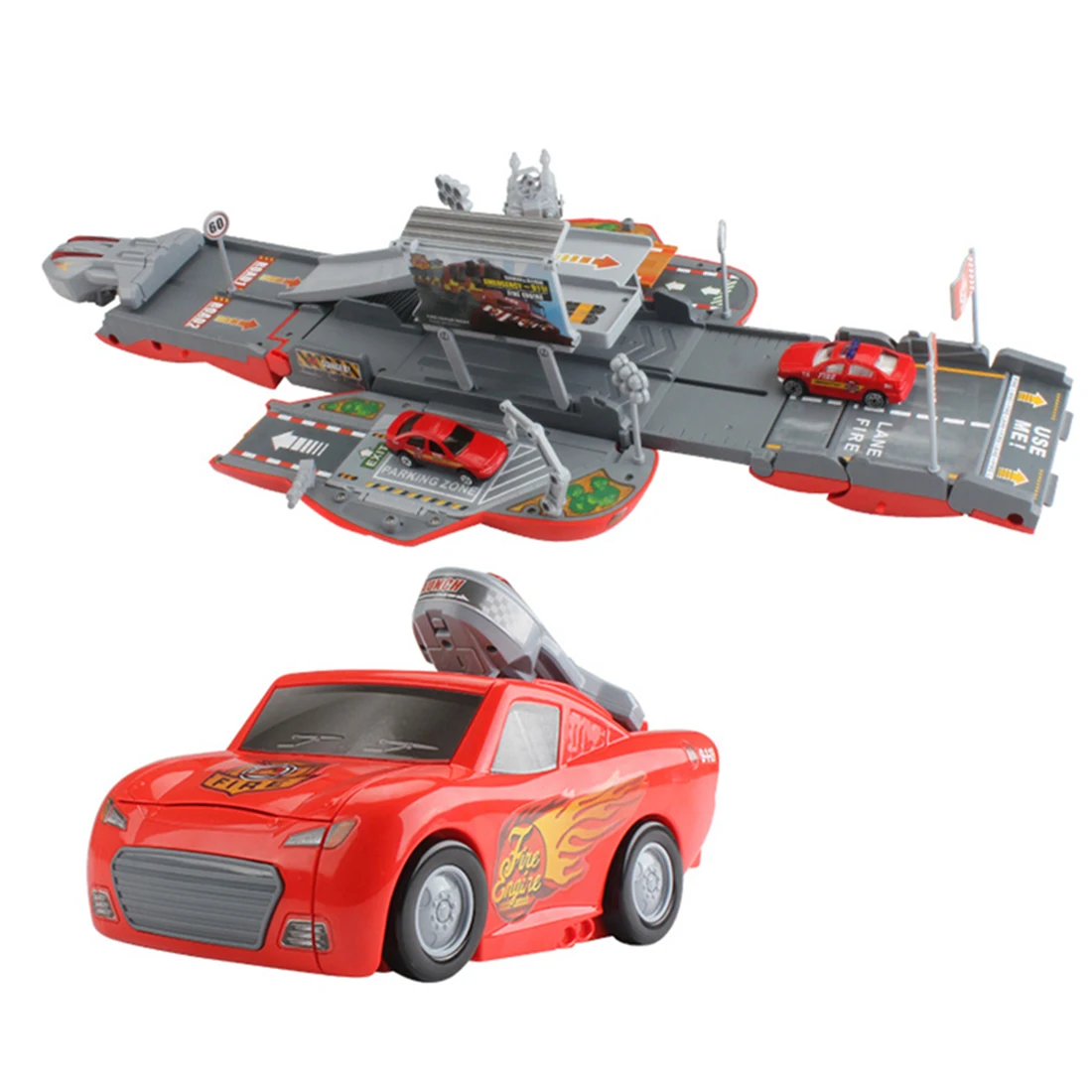 

Children Pretend Play Deformation Vehicle Race Track Car Toy With Lighting Sound Ejection Function Kids Pretend Play Set
