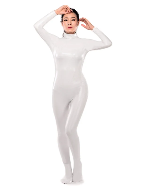 White Shiny Metallic Catsuit