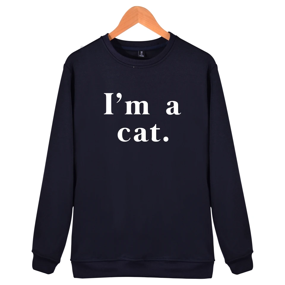 Толстовка с принтом kpop I'm a cat мужские и женские зимние толстовки без капюшона