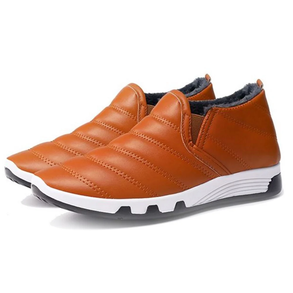 Plat Cuir Appartements Zip Côté Occasionnels Chaude Mocassins Noir marron Pu Peluche Chaussures Hommes En tqw0UPqr