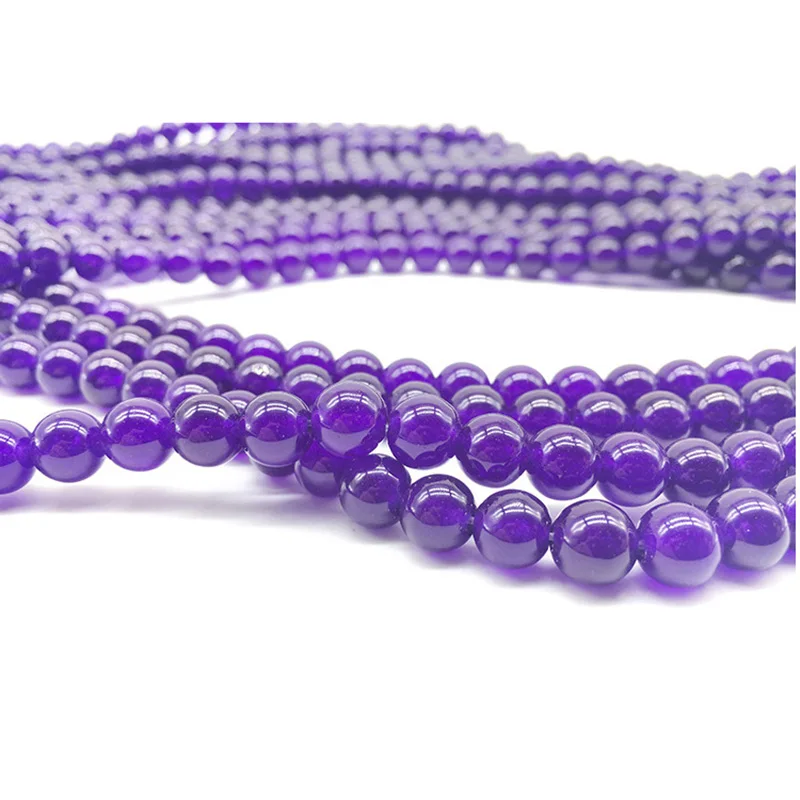 1 прядь/лот 4 6 8 10 12 мм Фиолетовый Кварцевый Кристалл Камень круглые бусины аметисты свободные бусины для самостоятельного изготовления ювелирных изделий ожерелье браслет - Цвет: Purple