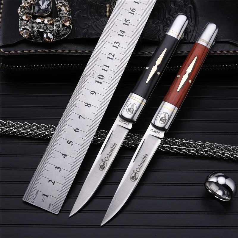 2018 New Wood Handle Outdoor Tactical Folding Fruit Knife Self defense