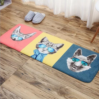 

Hot! Flannel Fashion Glasses Cat Animal Mat Non-Slip Doormat Area Rug Carpets Floor Mat Kitchen Pad Toilet Porch Tapete Alfombra