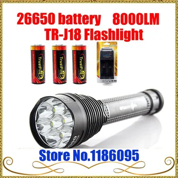 

2set Trustfire TR-J18 Flashlight 5 Mode 8000 Lumens 7 X CREE XM-L T6 LED by 18650 or 26650 Battery Waterproof High Power Torch