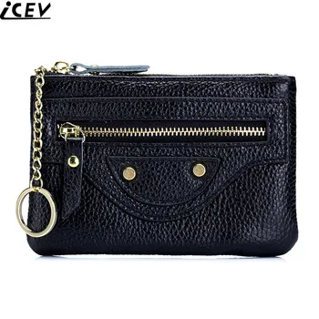 

ICEV New Mini Women Wallet Genuine Leather Coin Purse Travel Organizer Ladies Storage Bag Key Holder Solid Clutch Card Pocket