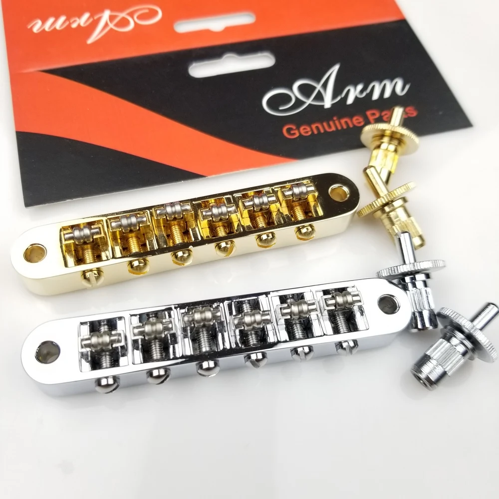 Хром серебро золото Tune-O-Matic роликовое седло электрогитары мост для LP SG гитары(отверстие 4,2 мм) Сделано в Корее