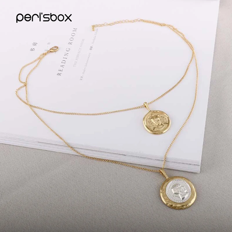Ожерелья Чокеры Peri'sBox золотистого и серебристого цвета с двойным портретом