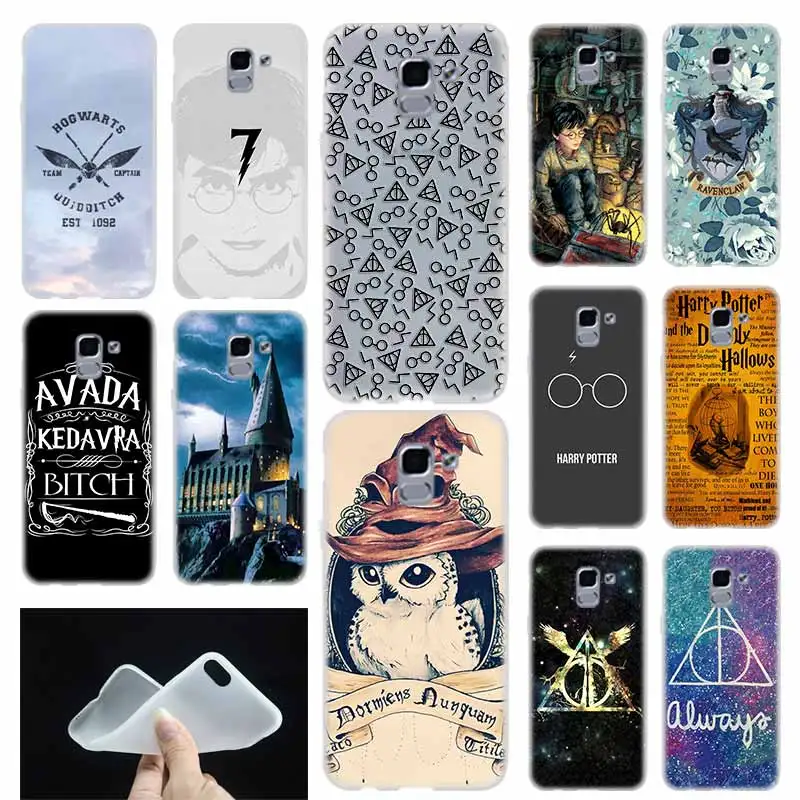 

case Soft Cover Coque For Samsung Galaxy J6 J8 J3 J5 J7 J4 Plus 2018 2016 2017 EU Prime Pro harry potter deathly hallows symbol