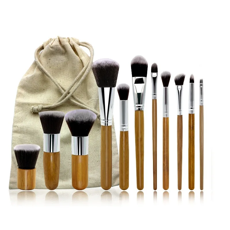 11 Pcs Sets/Lot Wool Fiber Bristles Makeup Brushes Foundation Loose