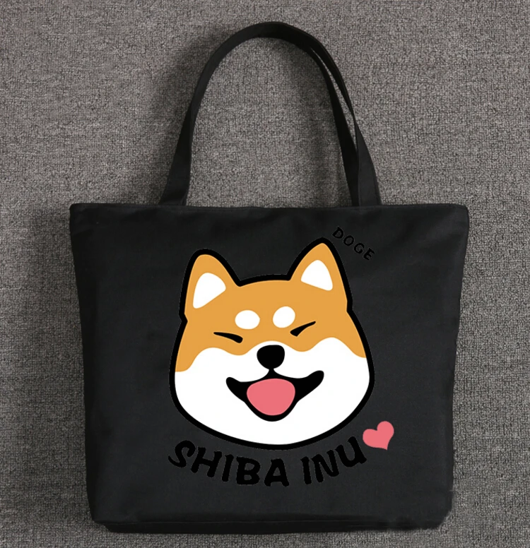 Новые милые сумки для собак Сиба ину аниме мультфильм Холст Женская Студенческая