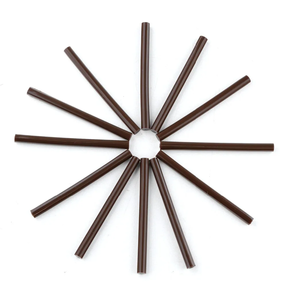 Neitsi 12pc/pack 7.8mm * 100mm Hotmelt Keratin Glue Sticks High Quality Melting Hot Gun Glue Stick Brown Color ping