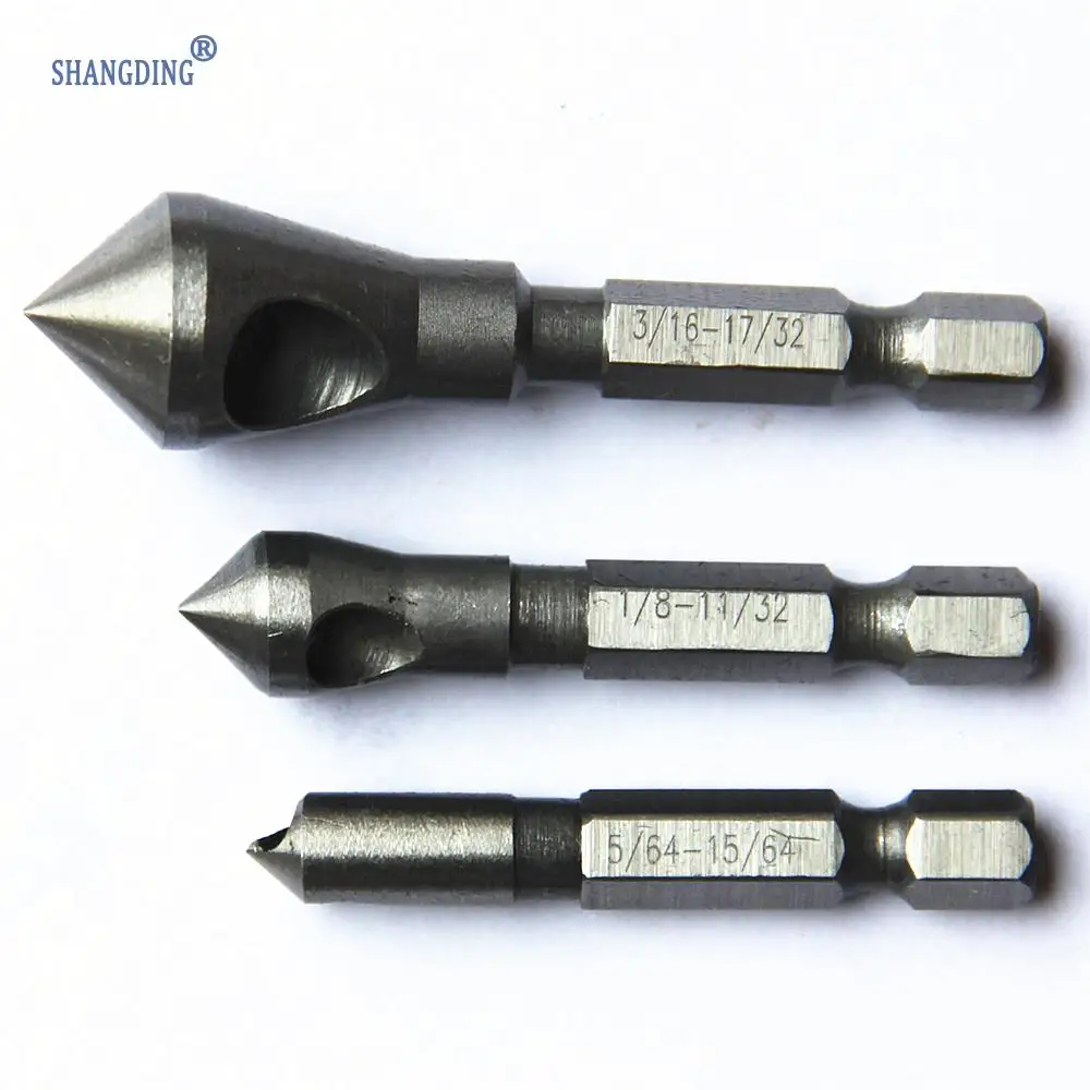 

High Quality Countersinks 3pcs/set Countersunk Bit Set Deburring Drill Bits Tapper Hole Cutter Hand Tools Chamfer Set Wood hole