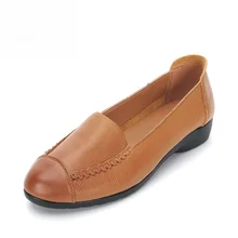 Хороший весной и осенью Женские туфли-лодочки модные туфли на плоской подошве из натуральной кожи женские мягкие и удобные Лоферы для женщин женская обувь