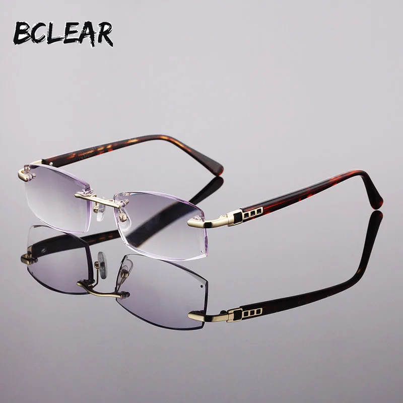 BCLEAR новые модные мужские очки без оправы для чтения+ 1,00+ 1,50+ 2,00+ 2,50+ 3,00+ 3,50+ 4,00 безрамные очки для чтения высокое качество