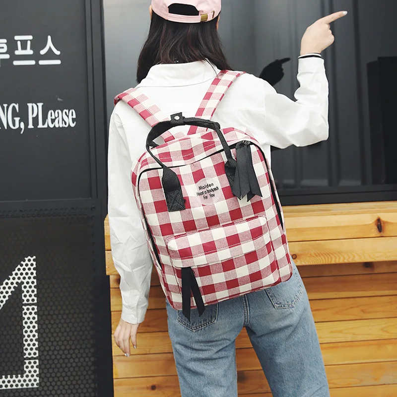 

School female Korean version of harajuku high school students with simple wind canvas sen department backpack