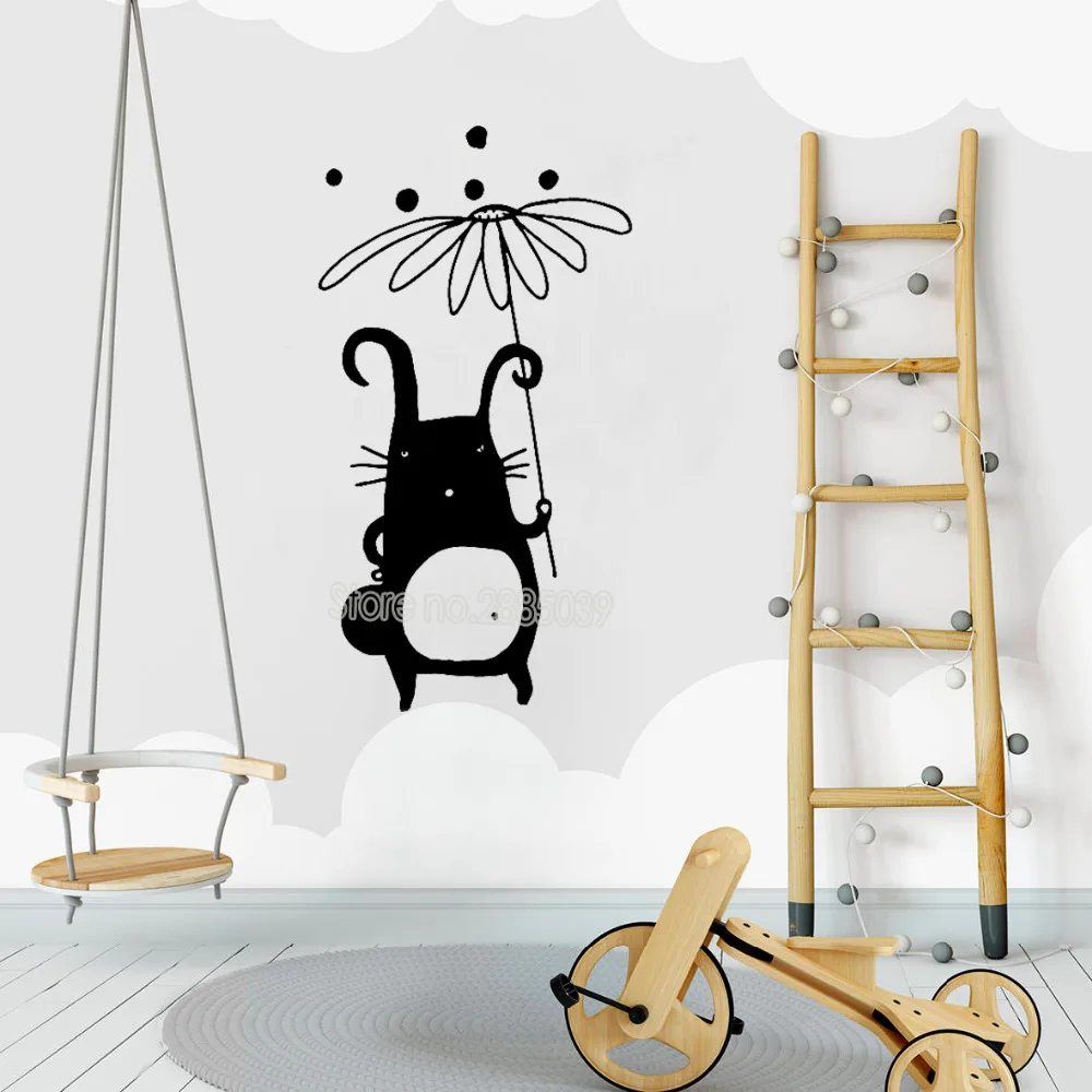 Cute Character Decal Baby Nursery Wall Decals Vinyl Monochrome Design