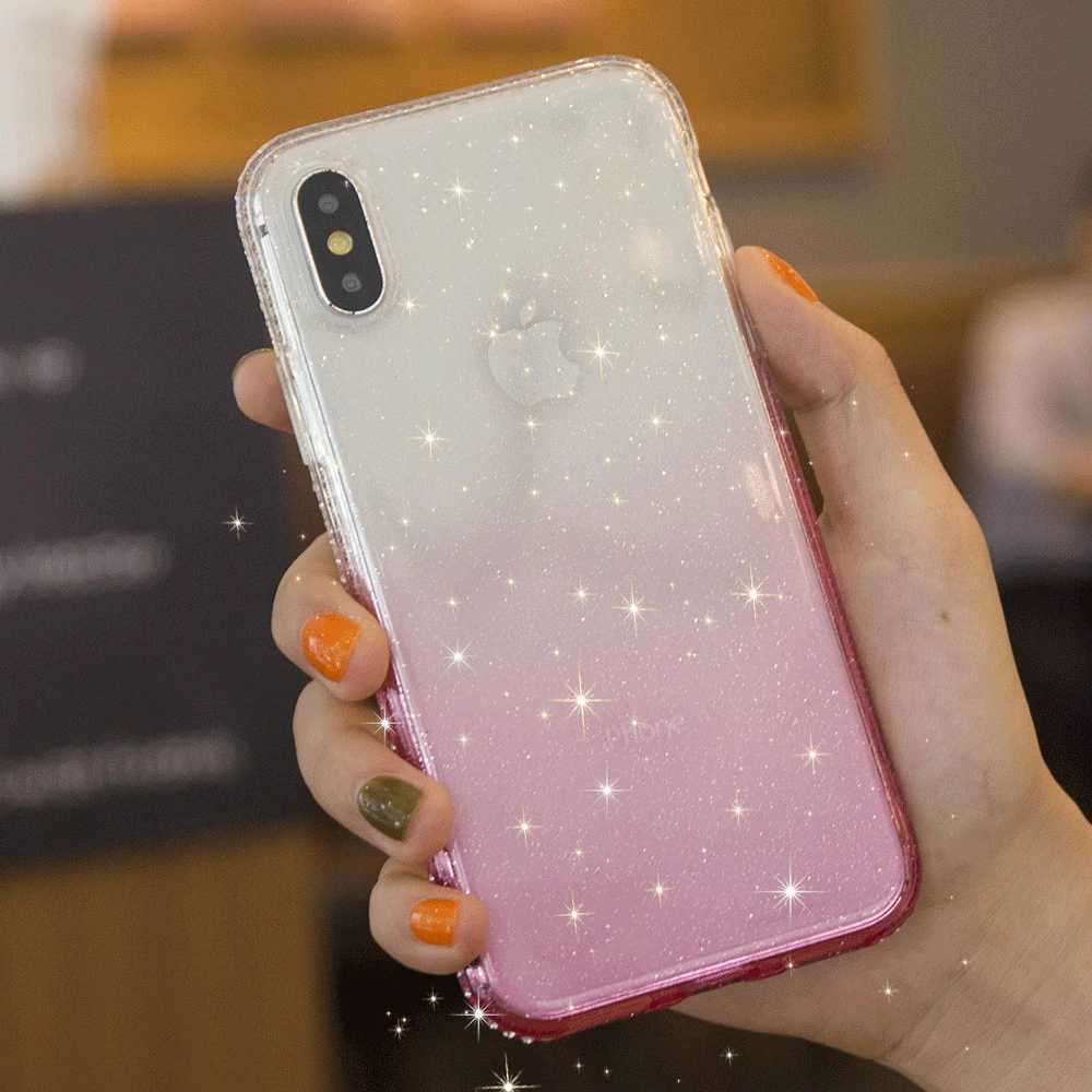 For iPhone XS Max Case Luxury Ultra Thin Glitter Cute Gradient Silicone Cover For iPhone X XR 8 Plus 7 6 6S 10 Coque Accessories (7)