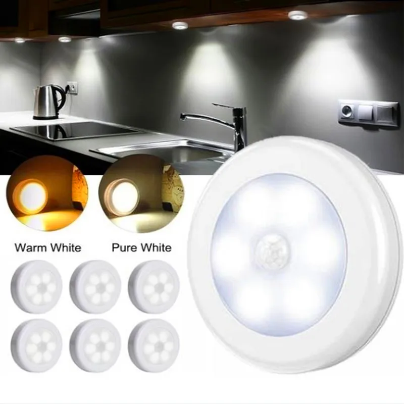 

DOXINGYE 1PCS PIR Body Motion Sensor Activate 6 LED Cabinet Light Wall Light Night Light Indoor Lighting Battery-Powered