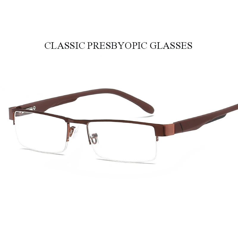 Новые очки для чтения для пожилых людей специальные очки металлические удобные старые зеркальные квадратные Анти-усталость очки для чтения+ 1,00-+ 4,00 - Цвет оправы: Brown