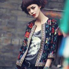 Aporia. AS дизайн весна национальный тренд 3/4 рукав вышивка цветочный принт короткая куртка универсальная Повседневная Кардиган пальто