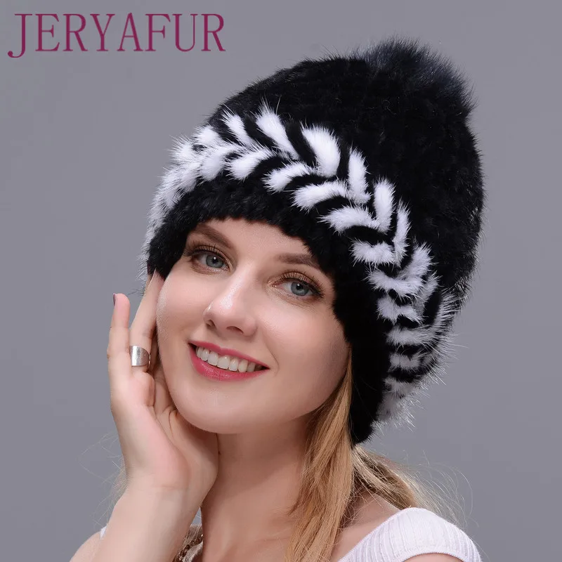 Женская шапка из меха норки JERYAFUR зимняя Лыжная Шапка Кепка с внутренней