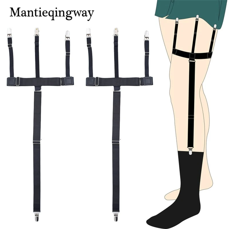 Mantieqingway Мужская рубашка остается подвязки ремни эластичный носок держатели Подвязки для мужские Бизнес ноги рубашка подтяжки Ремни