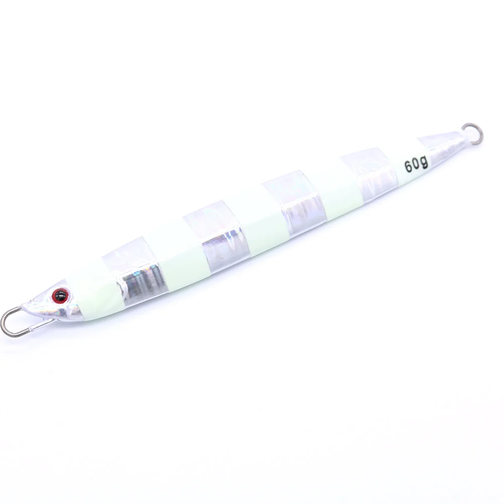 Casfun 1 шт., вертикальная приманка, 60 г, 80 г, 100 г, 150 г, 200 г, свинцовая наживка для ловли на крючок, скоростная наживка для морской рыбалки, металлическая наживка - Цвет: Silver Glow