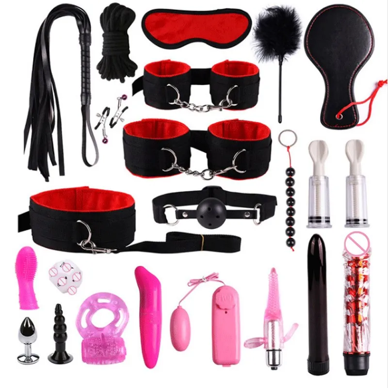US $9.83 25% OFF|23Pcs Porno Vibrator Sex Toys Products For Woman Adult  Slave Games Handcuffs Whip Gag Rope Bdsm Bondage Set Butt Anal Plug Bead on  ...