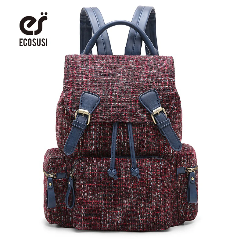 

ECOSUSI New Canvas Women Backpack Bag School Bags for Teen Girls Teenagers Backpack Youth Female Mochila Feminina Travel Bags