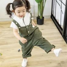 Модные детские комбинезоны г., новые осенние повседневные штаны на подтяжках для маленьких мальчиков и девочек, ArmyGreen детские штаны на бретелях штаны для девочек