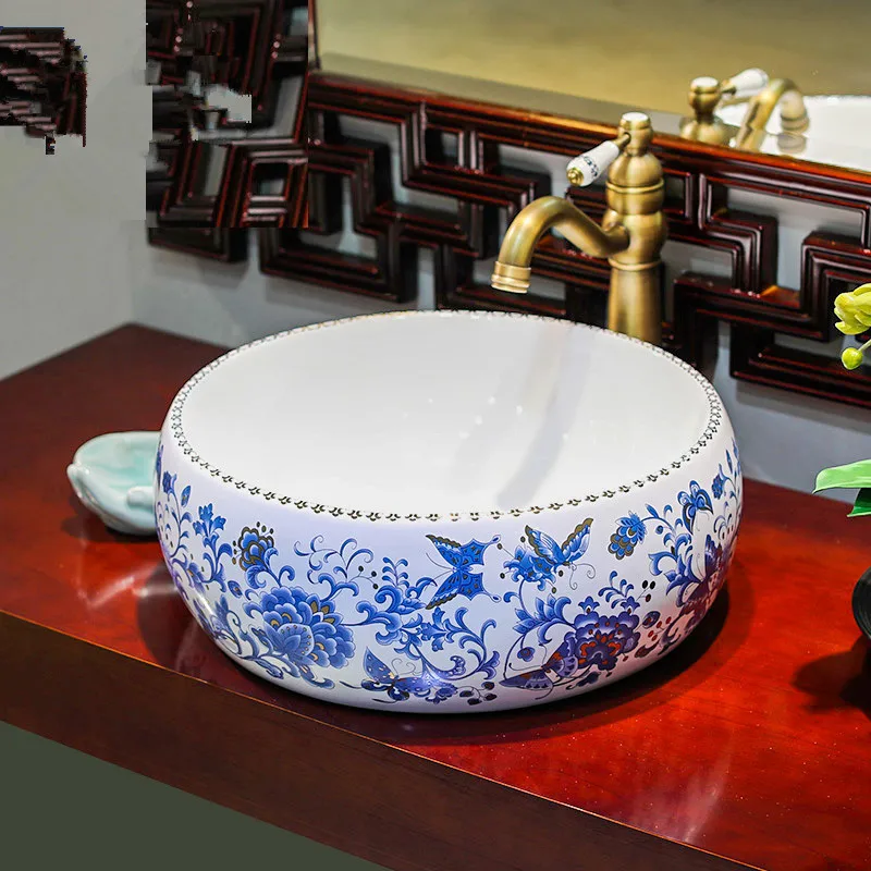 China Handmade Lavabo Ceramic Washbasin Europe Luxurious Artistic Bathroom Sink porcelain hand wash basin (4)