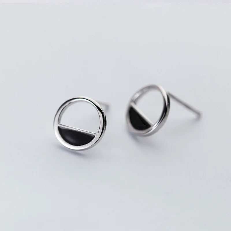 black dropping glaze earrings 100% 925 Sterling silver Jewelry fashion Hypoallergenic Stud earrings for women gift