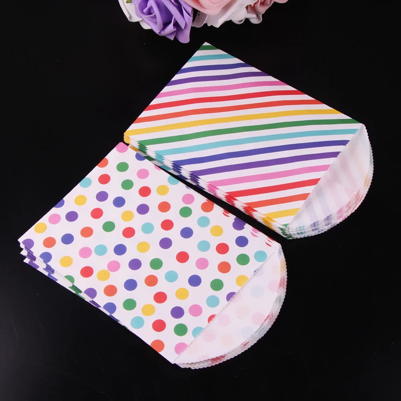 24 шт./лот 12 х 16 см Радуга подарочные пакеты Kraft Бумага сумки конфеты Бумага печенья сумки Baby Shower вечерние Еда упаковка вечерние поставки
