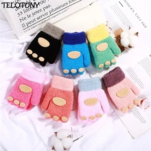 TELOTUNY/ г. модные детские зимние Лоскутные теплые варежки с рисунком отпечатков пальцев, перчатки IU20