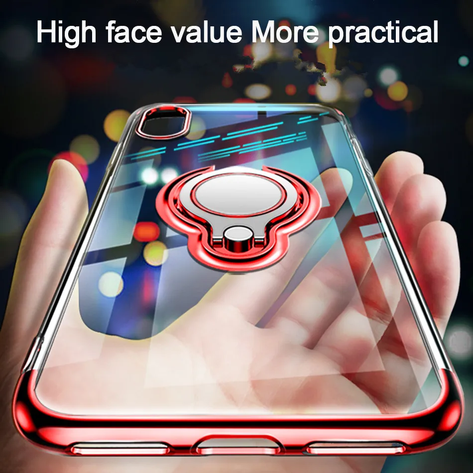 Olaf TPU Silicone Case For iPhone X 8 7 6s Plus Car Magnet Ring Phone Cases Plating Back Cover Case For iPhone 10 8 7 6 X Cover (4)