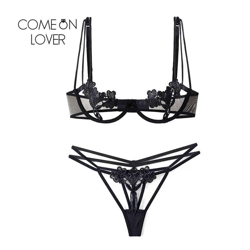 

Comeonlover Embroidery Sexy Lingerie Set Bandage Open Crotch Set New Arrival Sexy Christmas Lingerie Women Erotic Bra RI80751