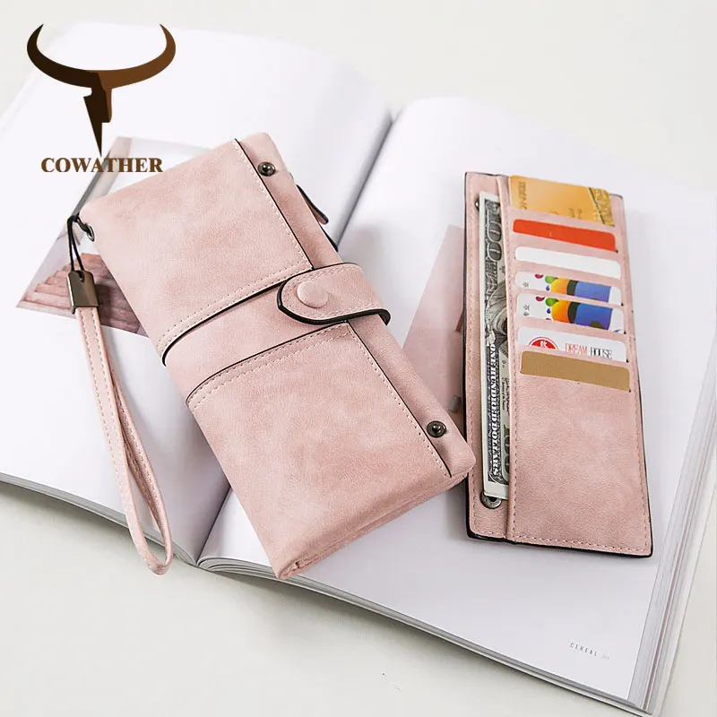 COWATHER, длинный клатч, кошелек для женщин, высокое качество, кожзам, женский кошелек,, дизайн, carteira feminina X895