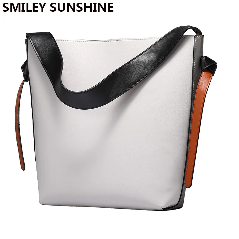 SMILEY SUNSHINE, женская сумка-мешок, модный дизайн, женские сумки через плечо, кошельки и сумки из натуральной кожи, женская сумка-мессенджер - Цвет: light grey