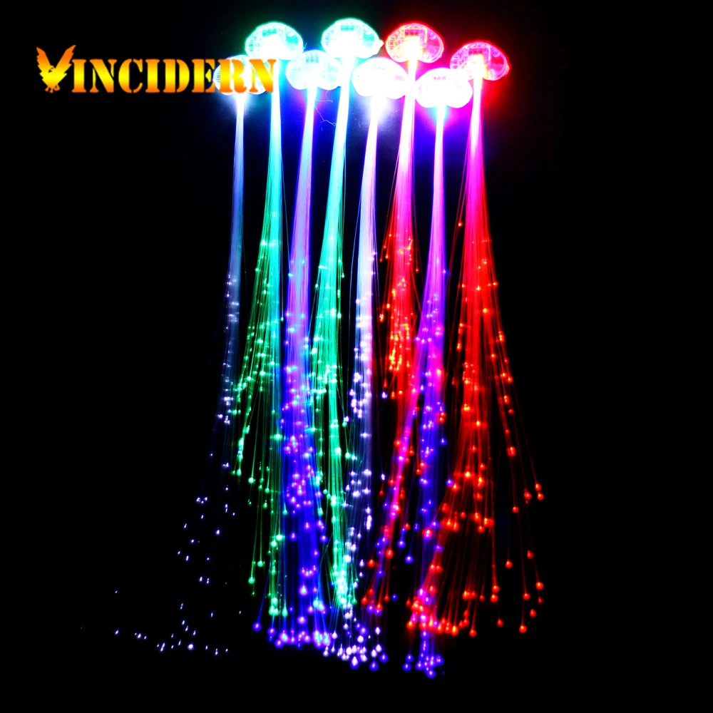 LED Braid Hair Clip Novelty Hair Extension by Optical Fiber Led Party Christmas Led Hair