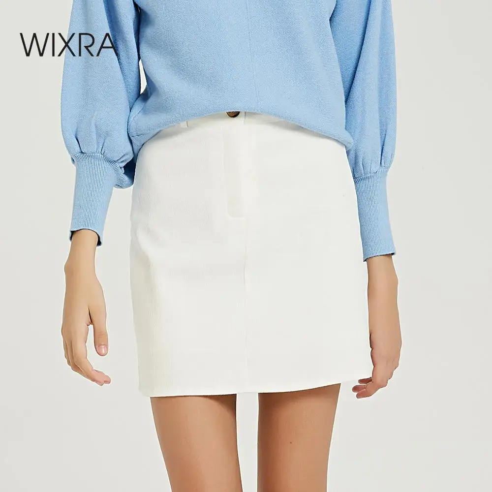 

Wixra 2019 New Solid Mini Skirts High Waist Classic A Line Corduroy Short Skirt Ladies Bottom Four Seasons