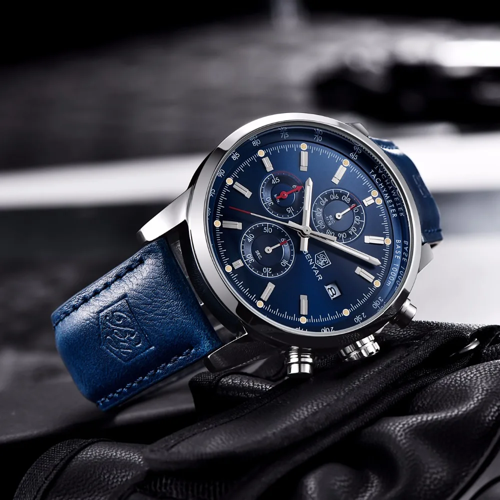 BENYAR новые часы мужские военные Роскошные Лидирующий бренд кварцевые Бизнес Мужские часы модные хронограф кожаные часы Relogio Masculino