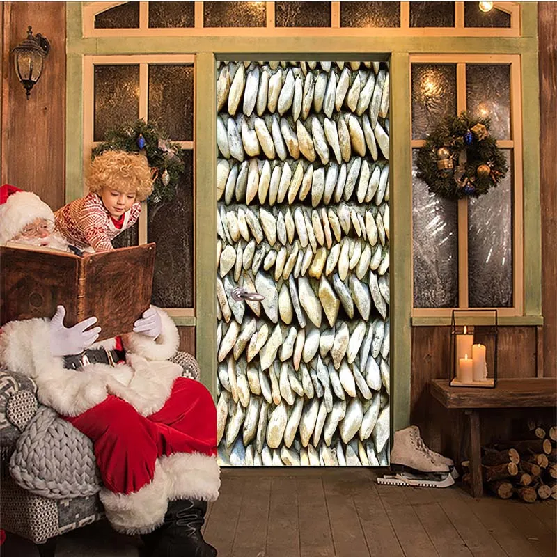 Двери Стикеры рождественские украшения для дома 3D дверь паста деревянные двери Стикеры s Водонепроницаемый двери Стикеры s deur Стикеры JUN19