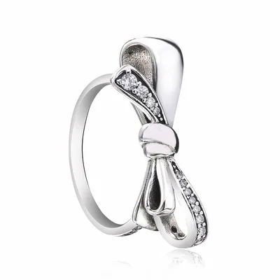 pandora brilliant cz bow sterling clear mother ring silver jewelry bead charm diy