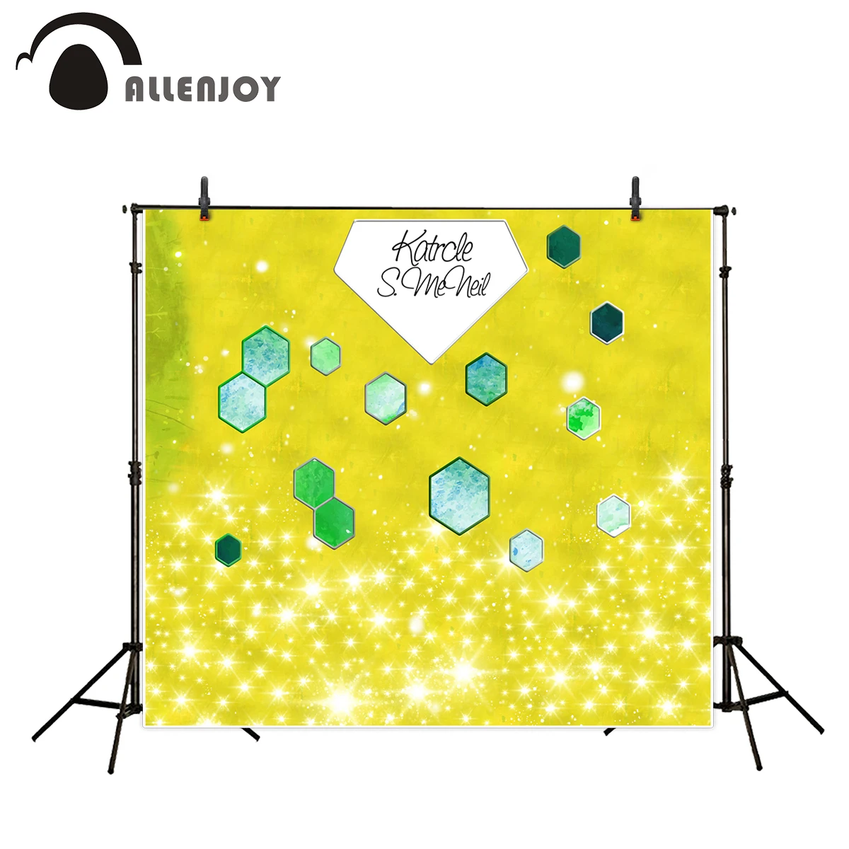 

Allenjoy vinyl backdrops for photography Yellow highlights hexagonal custom green diamonds sweet celebration photo background