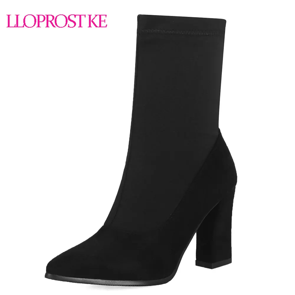 

Lloprost ke Brand New 2018 Large Size 32-47 Customized High Heels Shoes Woman Ankle Boots Fashion Autumn Sock Boots Woman D337