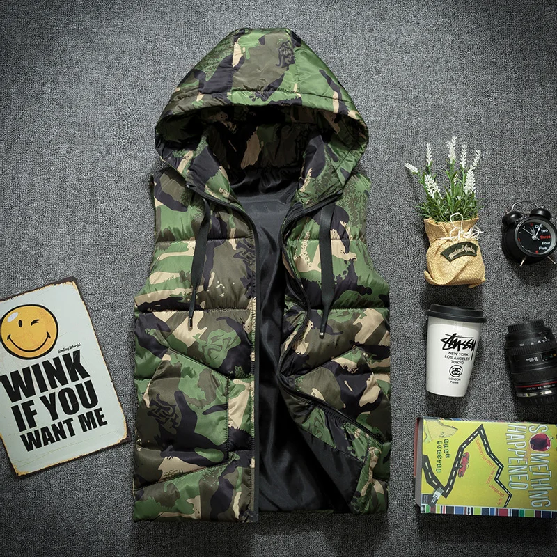 women Hooded down cotton vest Autumn Winter Vest Plus size 4XL Camouflage Wear Thicken Warm cotton-padded waistcoat Couple vest women Hooded down cotton vest Autumn Winter Vest Plus size 4XL Camouflage Wear Thicken Warm cotton-padded waistcoat Couple vest