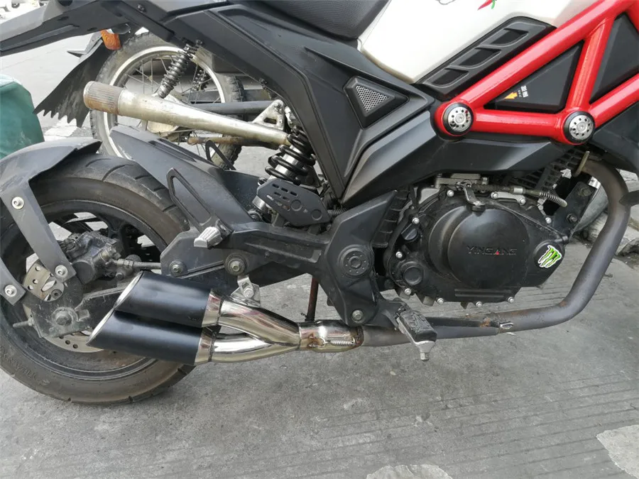 Универсальный 38-51 мм Модифицированная нержавеющая сталь мотоцикл глушитель выхлопная труба двойной наконечник