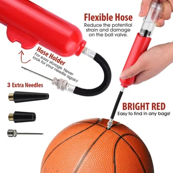 

Portable manual air pump Inflator Hose Holder Hand Needles Small Nozzle Basketball Football Soccer Ball Pump