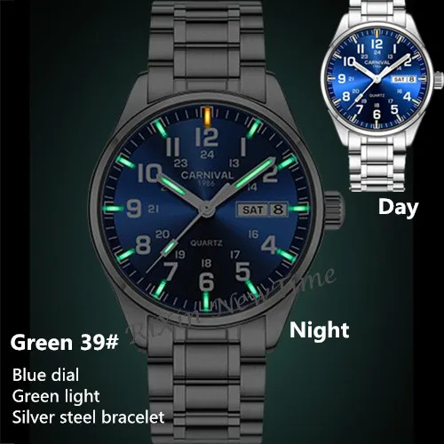 T25 Тритий Светящиеся кварцевые Военные мужские часы водонепроницаемые Роскошные Брендовые Часы мужские полностью стальные из натуральной кожи erkek kol saati - Цвет: Green 39